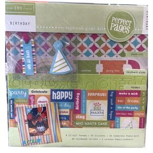 Happy Birthday Scrapbook Page Kit Perfect Pages 12"x12" Papers 55 Stickers